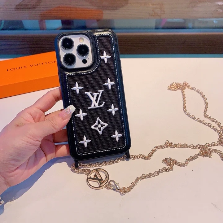 刺繍 iPhone15ケース チェーン